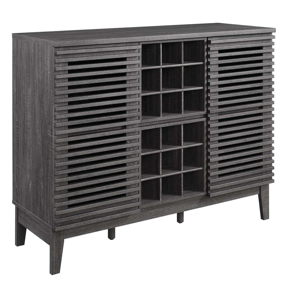 Modway Render Mid-Century Modern Wine Bar Cabinet In Charcoal 17 X 46 X 37