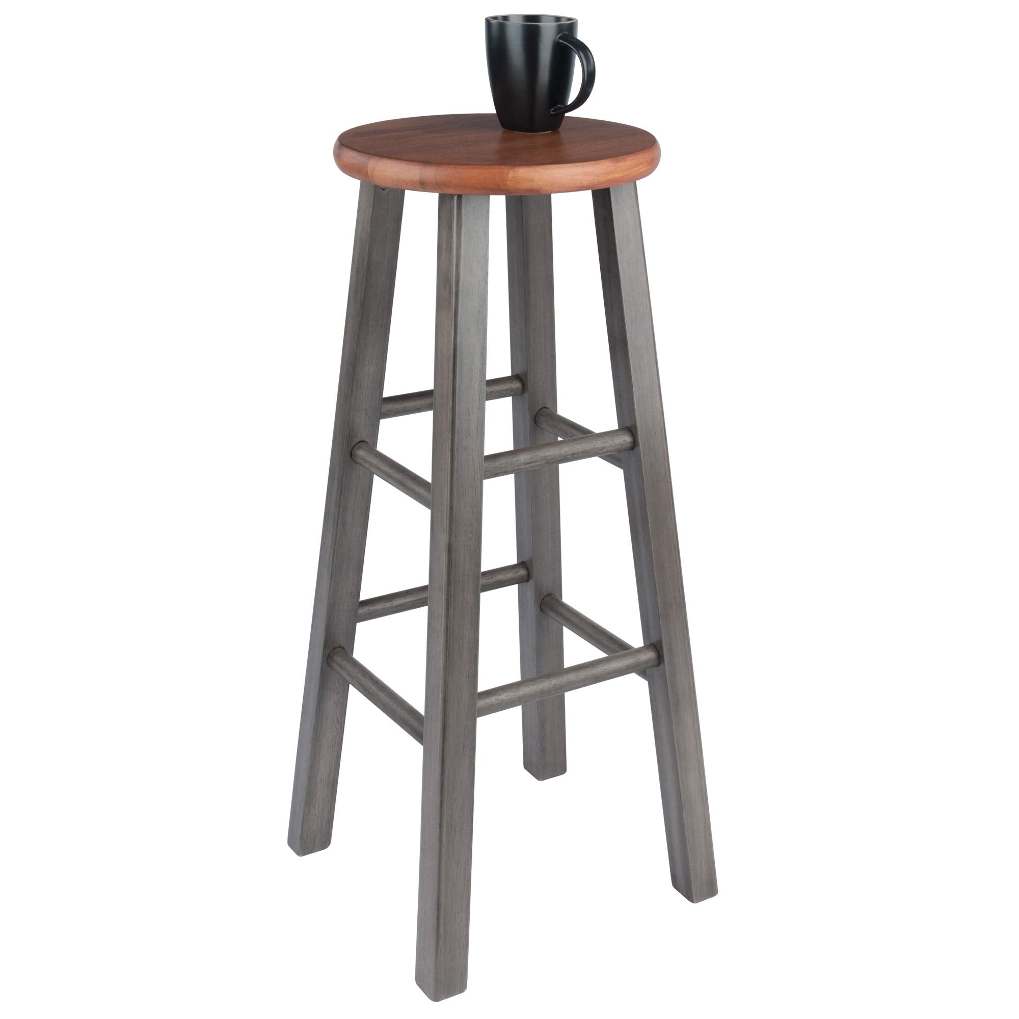 Winsome Wood Ivy Bar Stool, Rustic Gray and Teak, 29'