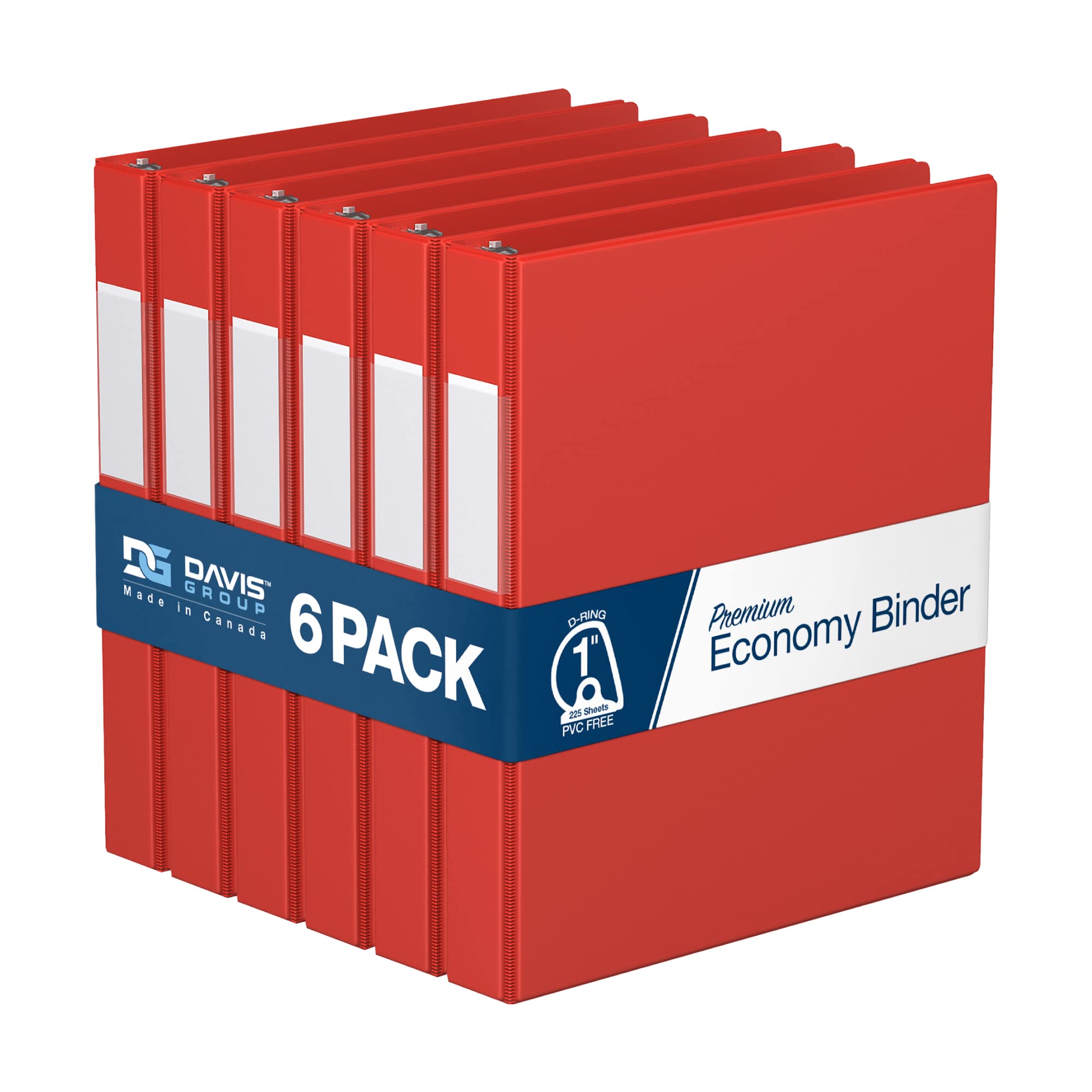 Premium Economy 1-Inch Binder, 3-Ring Binder For School, Office, Or Home, Colored Binder Notebook, Pack Of 6, D Ring, Red