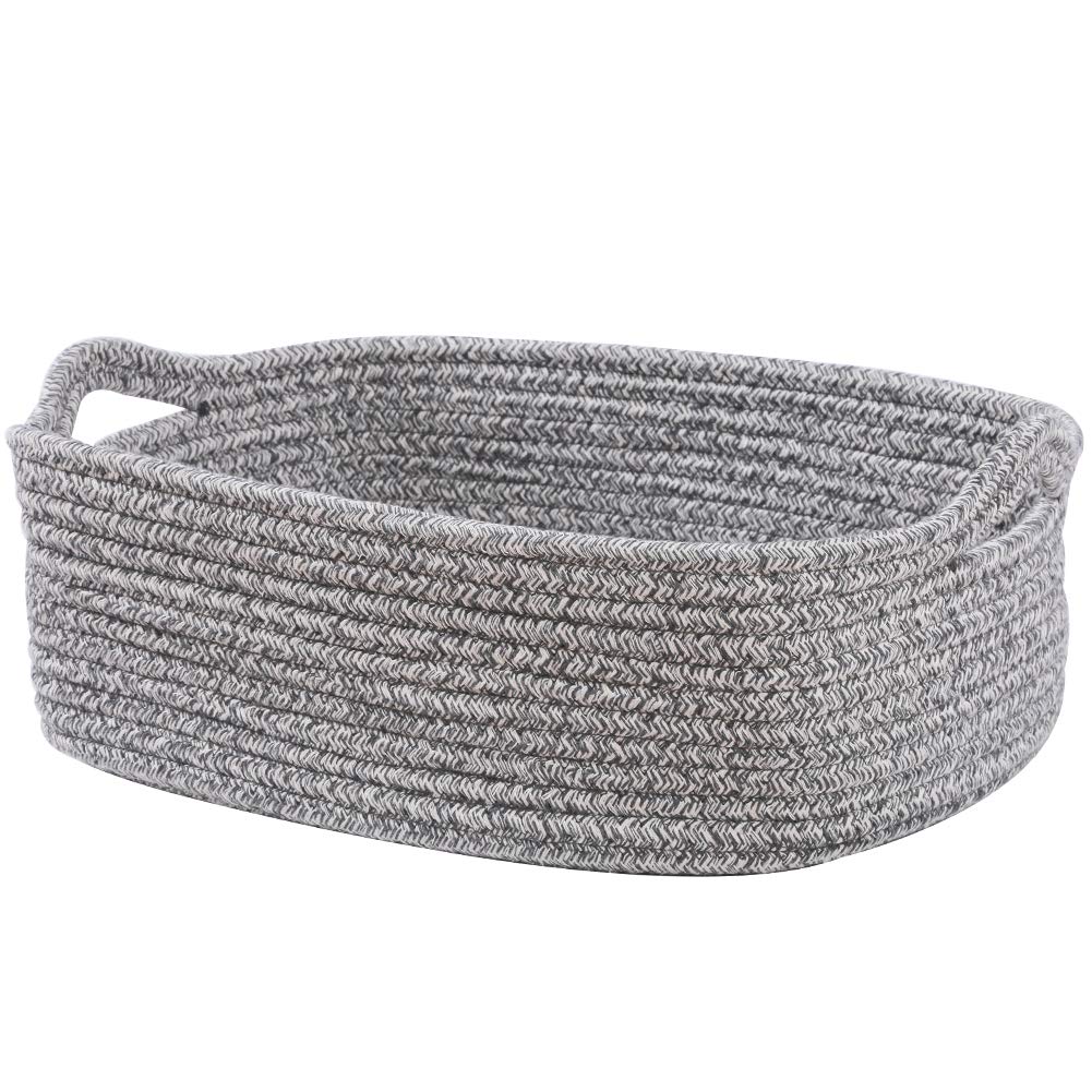 Woven Cotton Rope Storage Basket, Cube Changing Table Organizer for Closet Towels, Baby Nursery Bin, Small Dog Cat Toy Box, Gift