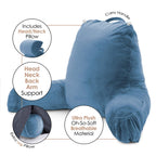 Nestl Reading Pillow Large Bed Pillow, Back Pillow For Sitting In Bed Shredded Memory Foam Chair Pillow, Reading & Bed Rest Pillows Blue Heaven Back Pillow For Bed, Bed Chair Arm Pillow With Pockets