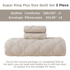Litanika Beige Oversized King Bedspreads 128X120 Quilt Set - 3 Piece Summer Lightweight Comforter Coverlets, Boho Farmhouse Bedd