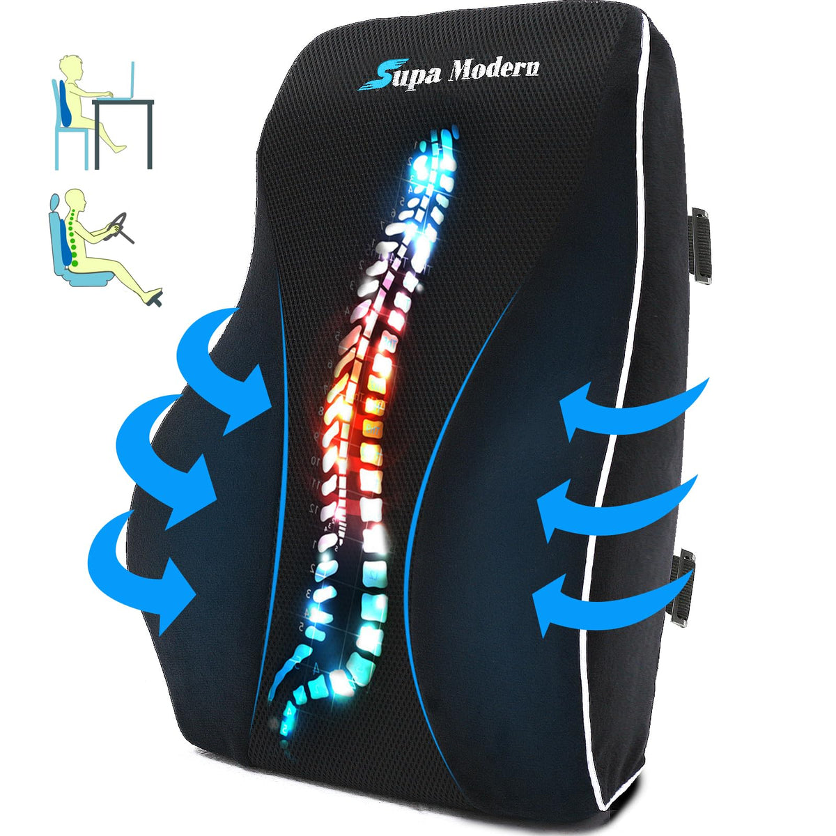 Lumbar Support Pillow For Office Chair And Car Seat Back Support Memory Foam Back Cushion For Lower Back Pain Relief, Lower Back