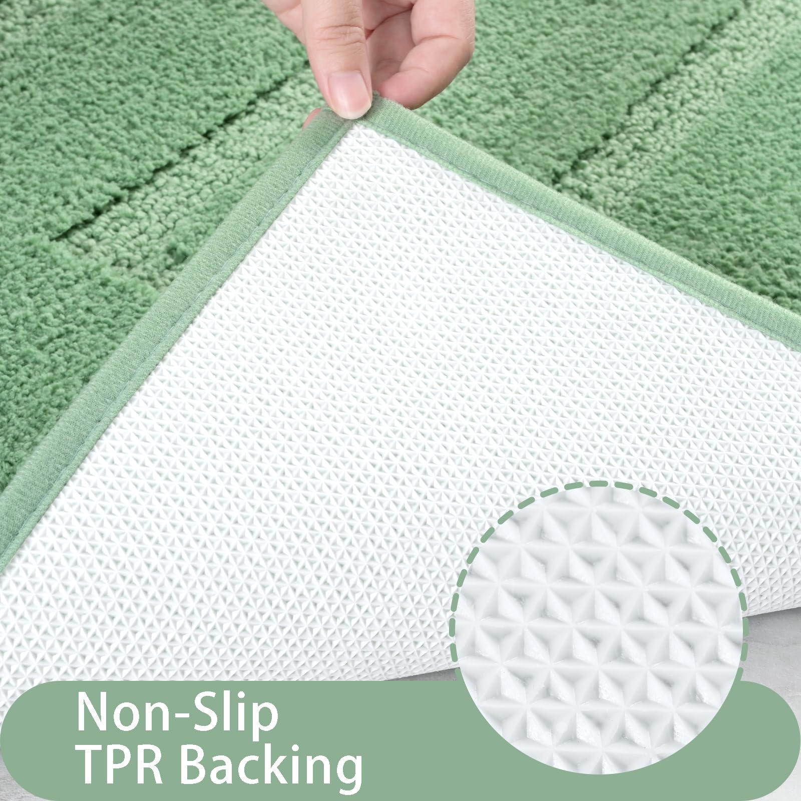 Homore Bathroom Rug, Sage Green Bathroom Rugs 24X36 Inch, Thick Soft And Absorbent Microfiber Bathroom Runner Rug, Non Slip Bath