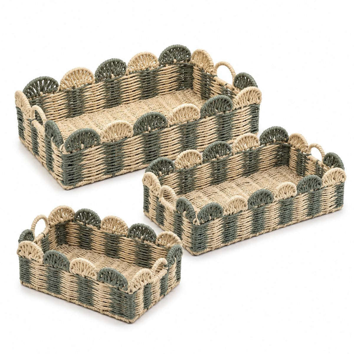 Psycheer Rectangular Boho Decor Bin,Handmade Paper Rope Basket,Kit