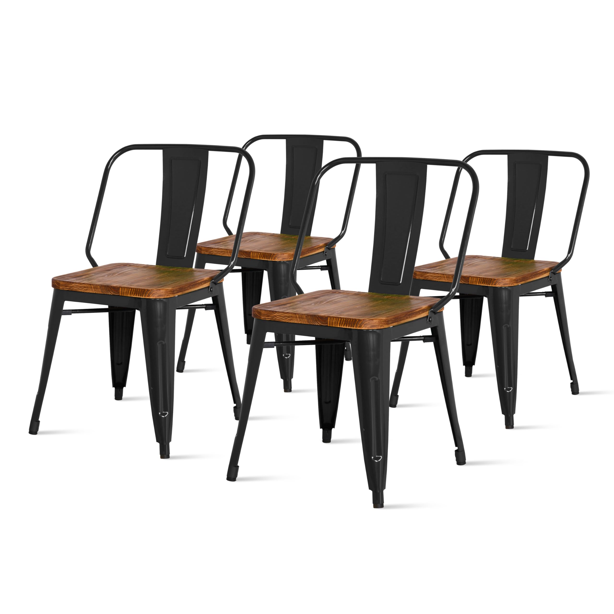 New Pacific Direct Brian Metal Side, Set Of 4 Dining Chairs, Black