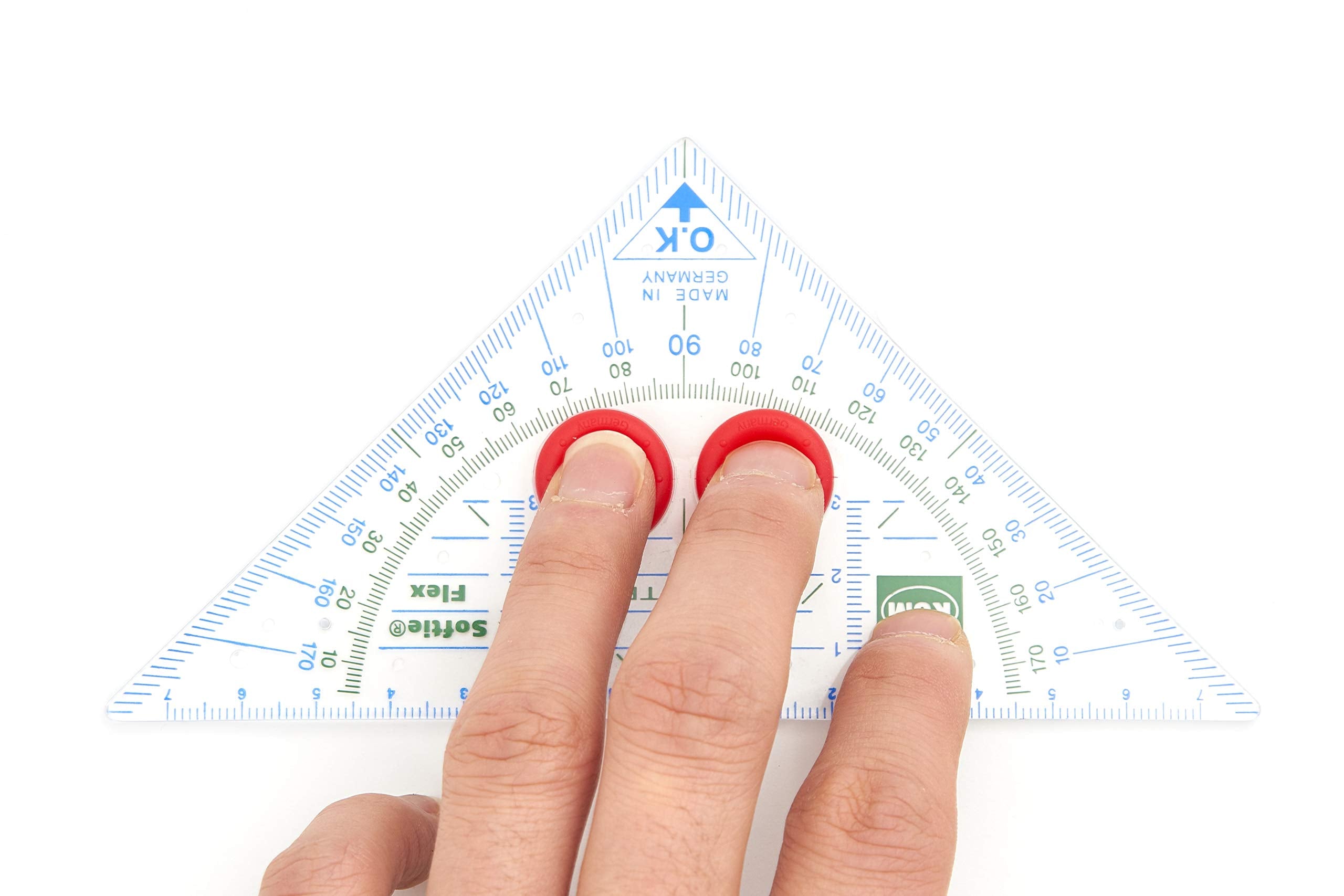 Triangle Protractor, With Anti-Slide Grips For Fix Positioning On Paper And To Prevent Slipping During Use, 16Cm Length Triangul