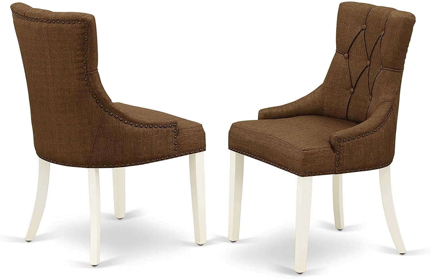 East West Furniture Lgfr5-Lwh-18 5 Piece Dining Table Set Includes A Rectangle Kitchen Table With Butterfly Leaf And 4 Brown Linen Linen Fabric Upholstered Chairs, 42X84 Inch, Linen White