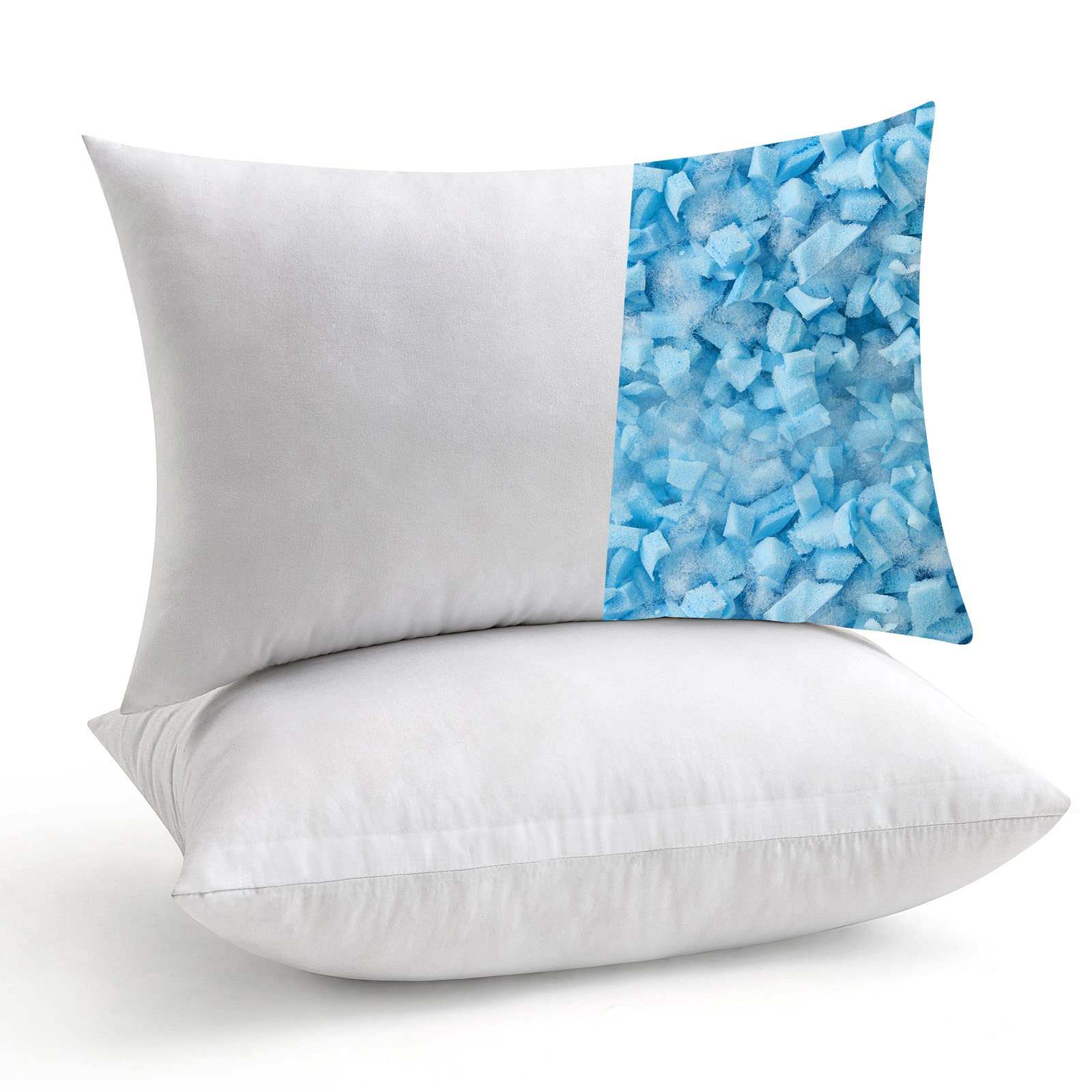 MIULEE Pack of 2 12x20 Pillow Inserts-Decorative Shredded Memory Foam Cooling Throw Pillows-Adjustable Premium Lumbar Wedding Pi