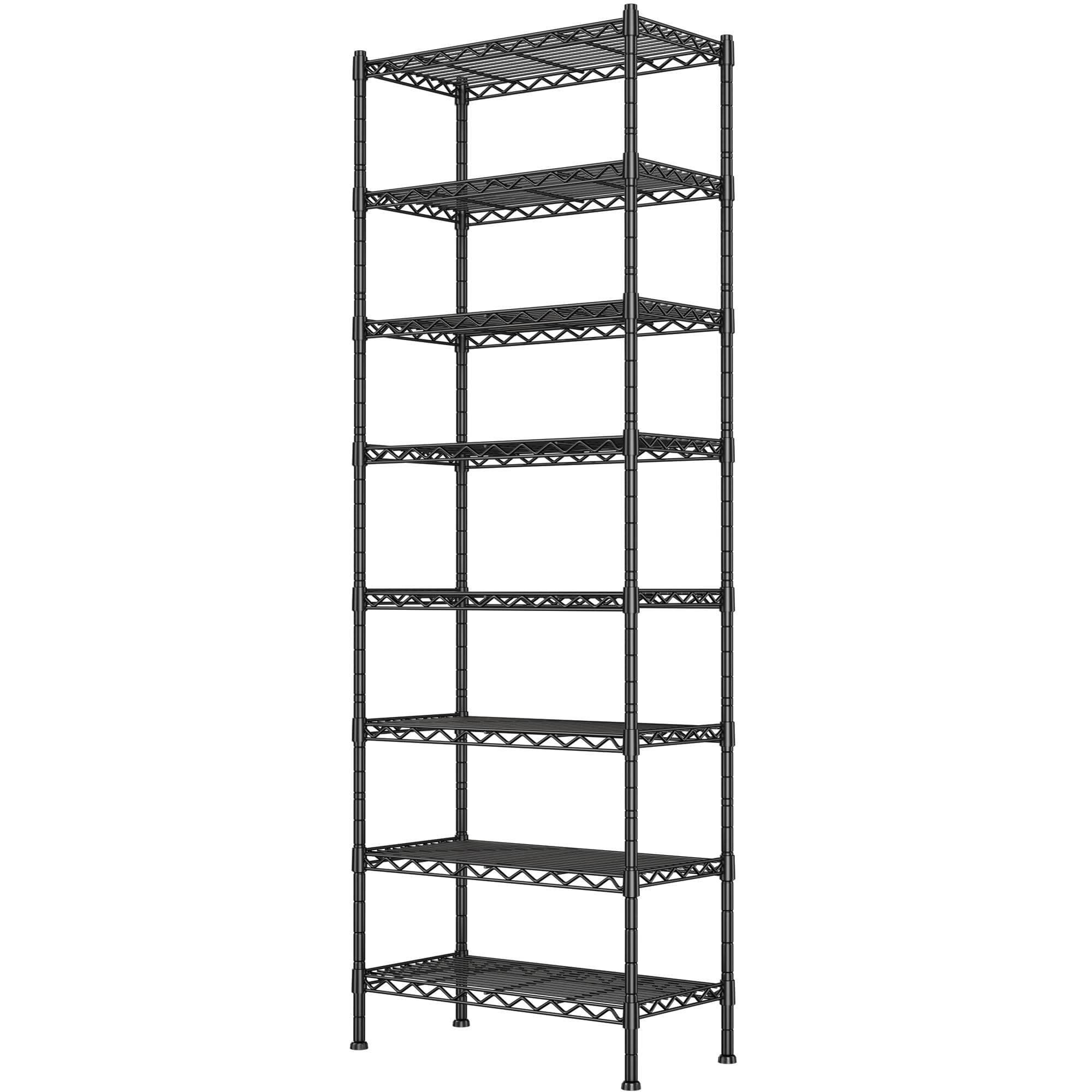 Giotorent 8-Wire Garage Shelving Storage Shelves, Kitchen Storage Adjustable Shelf, Metal Shelves 1600Lbs Capacity 24' Lx14 Wx72.2 H For Laundry Bathroom Pantry Closet, Black