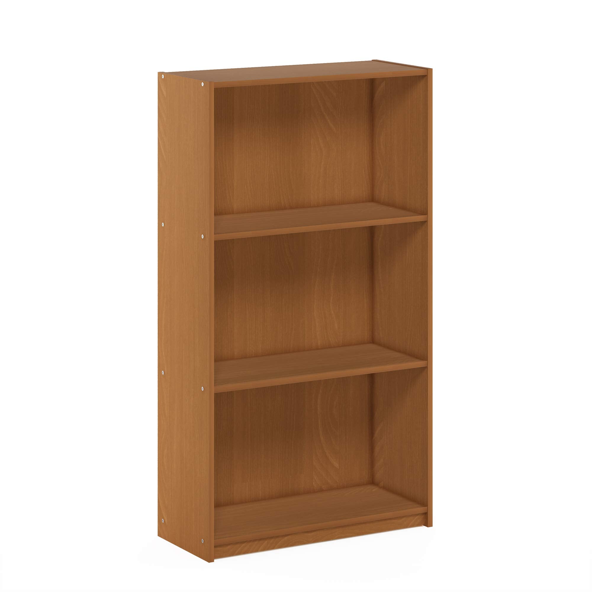 Furinno Basic 3-Tier Bookcase Storage Shelves, Light Cherry