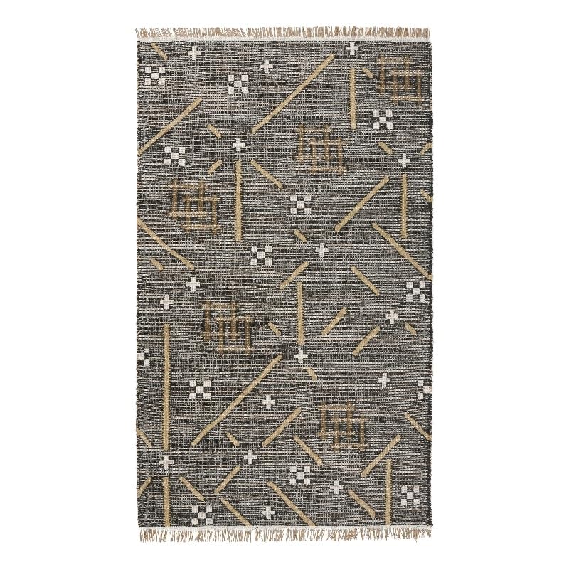 Kosas Home Belfast 60 x 96 Abstract Geometric Wool Area Rug in Black
