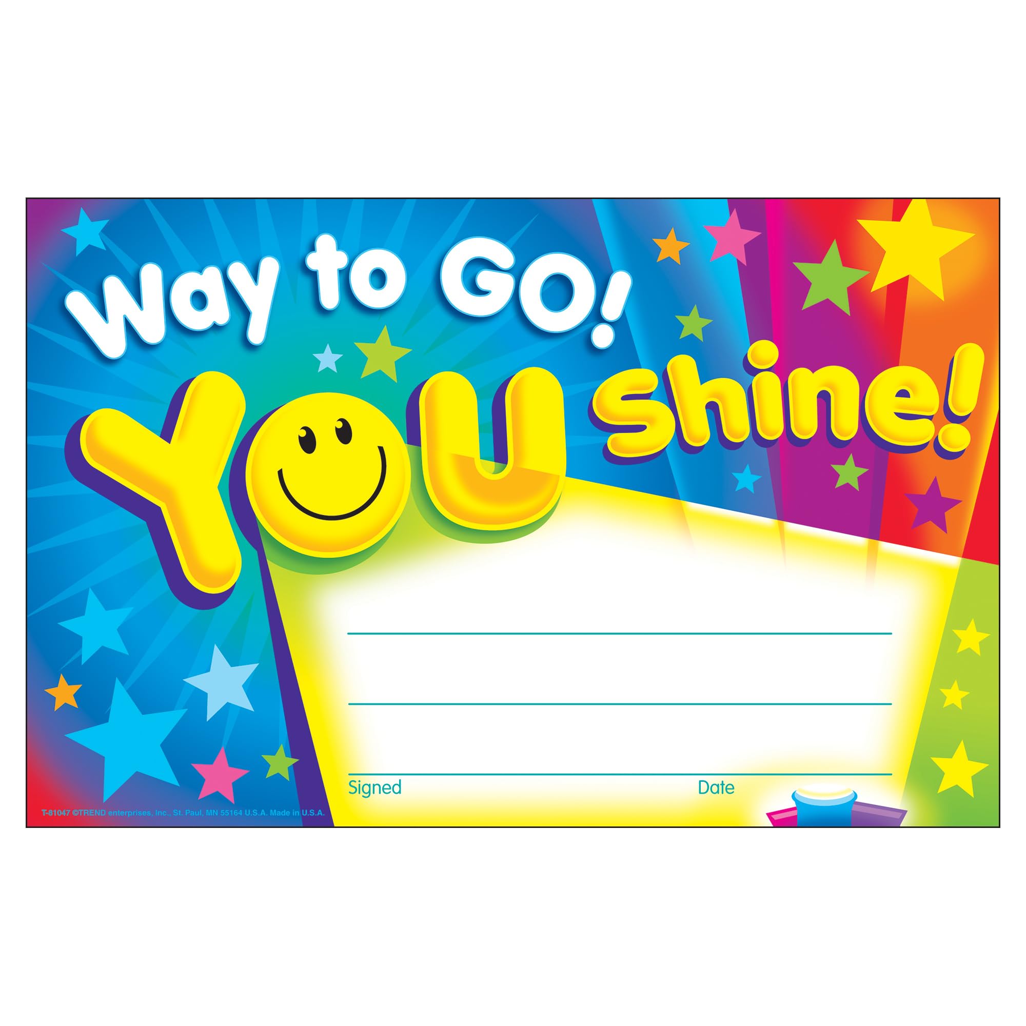 Trend Enterprises, Inc. Way To Go! You Shine! Recognition Awards, 30 Ct