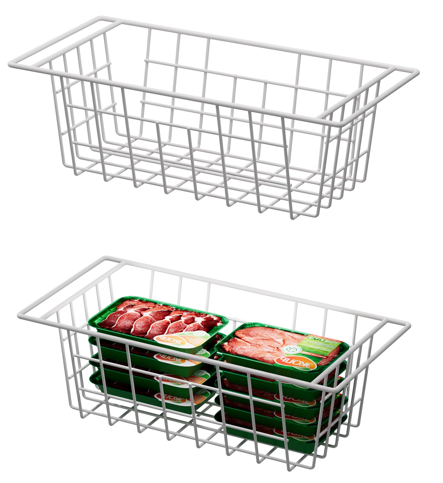 SANNO 17.5in Chest Freezer Basket,Freezer Organizer Bins, Sturdy Metal Wire Freezer Organizer for Home Kitchen