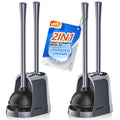 LOVLOY Toilet Plunger and Brush, Bowl Brush and Heavy Duty Toilet Plunger Set with Ventilated Holder, 2-in-1 Toilet Brush and Pl