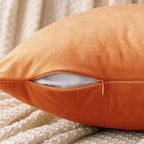 Emema Fall Orange Velvet Throw Pillow Covers 18X18 Inch Set Of 2 Decorative Square Pillowcase Soft Solid Cushion Case For Couch