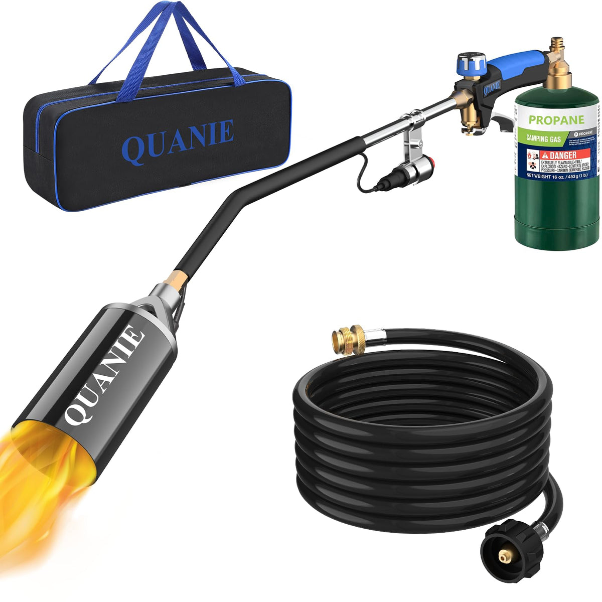 Propane Torch Weed Burner,High Output 1,800,000 Btu Blow Torch With 1Lb Propane Cylinder Adapter And Storage Bag,Flamethrower Wi