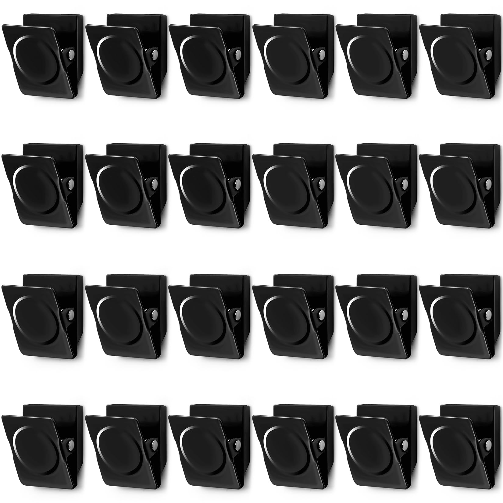 Vndueey 24Pcs Strong Whiteboard Magnets - Heavy Duty Magnetic Clips For Refrigerator, Home, Office, Classroom - Black Metal Teac