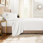 Clara Clark Queen Sheets, 6 Piece Set - Hotel Luxury Sheets For Queen Size Bed, Super Soft Bedding Sheets & Pillowcases, Queen Size Sheets, White