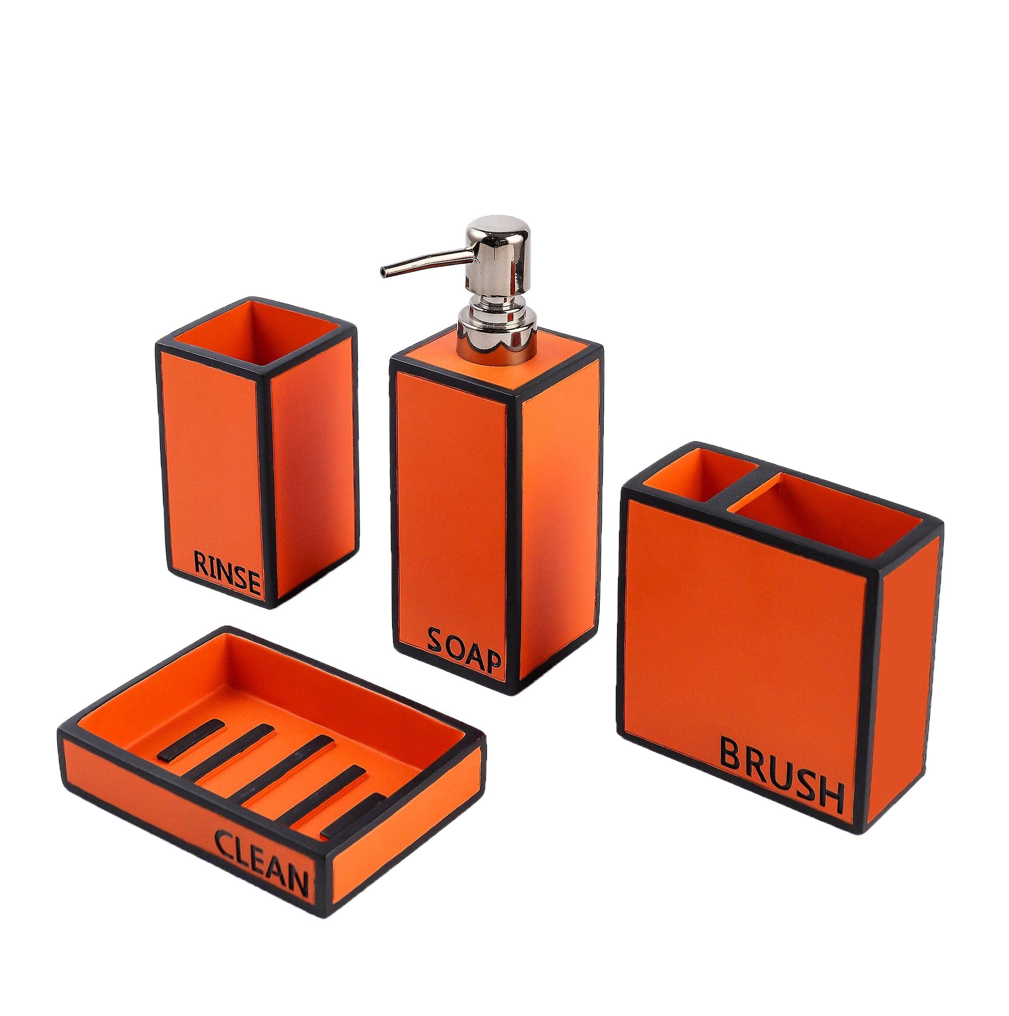 Hymmah Bathroom Accessories Set,Toothbrush Holder,Farmhouse Bathroom Decor,4 Pcs Resin Gift Set Apartment Necessities, Contain T