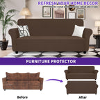 Znsayotx Super Stretch Sofa Cover (71'-91'), New Striped Sofa Covers Fitted Slipcovers With Elastic Bottom, Dog Cat Pets Proof Spandex Washable Fabric Comfortable & Durable (Coffee, Sofa)