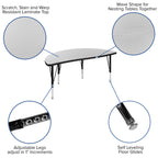 Flash Furniture Emmy 47.5" Circle Wave Flexible Laminate Activity Table Set with 12" Student Stack Chairs, Grey/Black