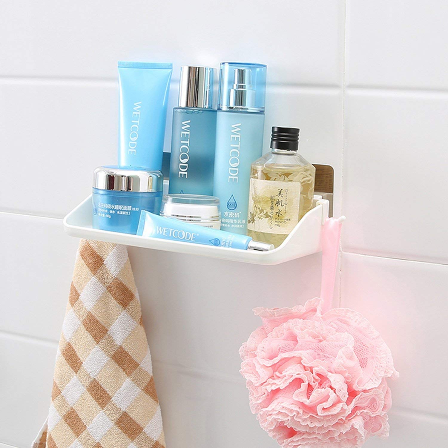 Styleys Bathroom Organiser Without Drill Self Adhesive Bathroom Shelf | Bathroom Accessories Set Wall Mounted | Bathroom Shelves