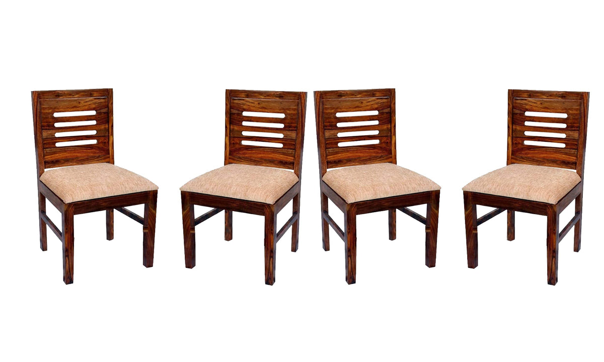 Khudiwal Sheesham Wood Dining Chairs Set Of 4 For Dining Room Furniture || Solid Wood Chairs Set With Cushion For Living Room Ho