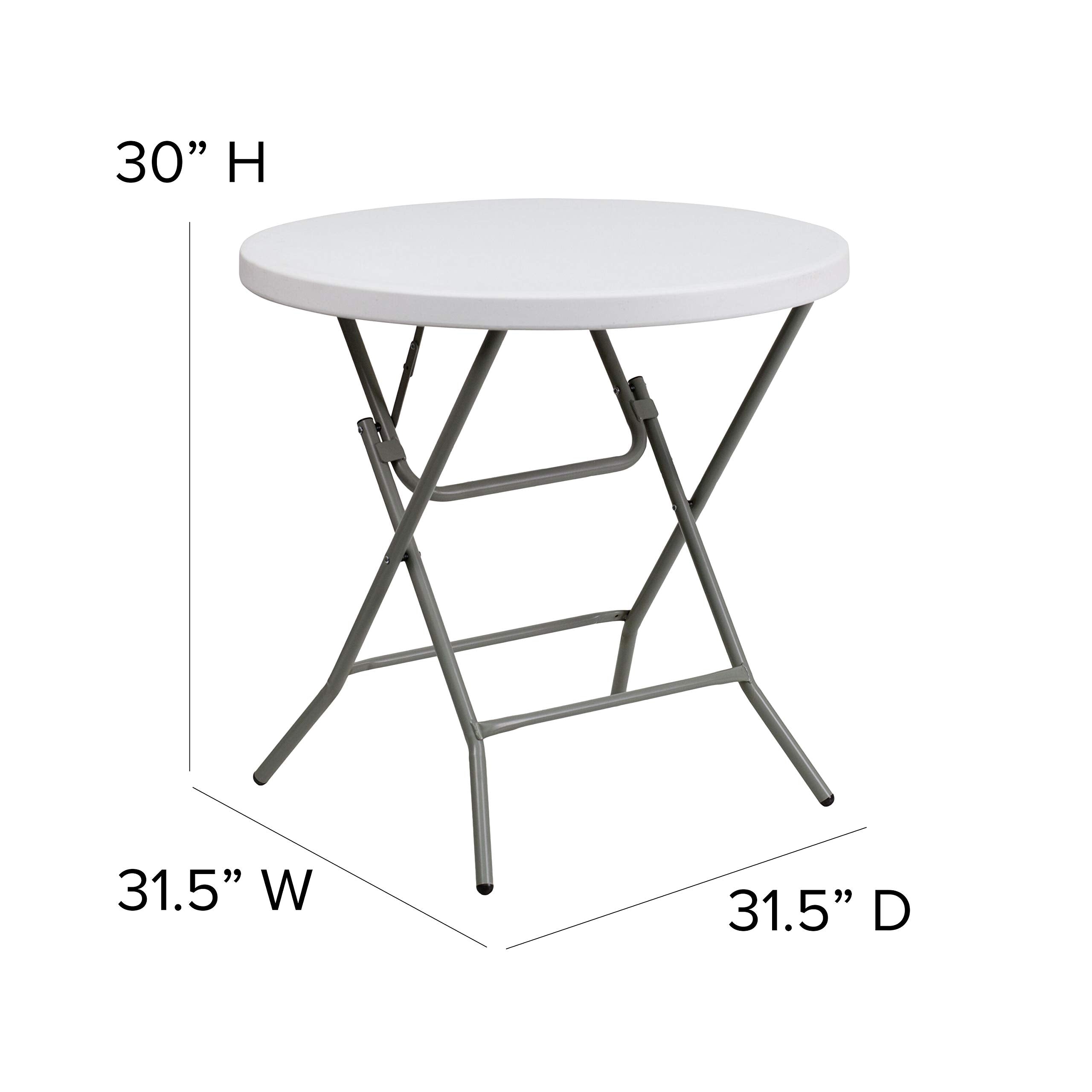 Flash Furniture Elon 2.63-Foot Round Granite White Plastic Folding Table, White