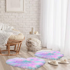 Mudder 2 Pieces Heart Shaped Rug Faux Room Fluffy Carpet Heart Shaped Door Mat For Room Bedroom, 12 X 16 Inch(Pink, Purple, Gree