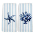 cvjutf Coastal Starfish Coral Kitchen Towels, Navy Blue Nautical Ocean Summer Decor Dish Towel, Beachy Coastal Beach Theme House
