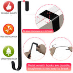 Komotu 12' Wreath Hanger For Front Door Halloween Christmas Easter Decoration Metal Over The Door Single Hook Ornament Wreath D