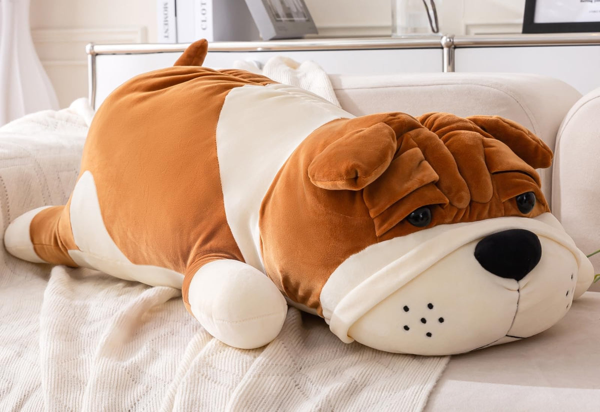 Plush Dog Pillow Giant 23.6In - Cute Cartoon Soft Stuffed Animal Toy For Kids & Adults,Yellow 60Cm Large Huggable Sleeping Pillo