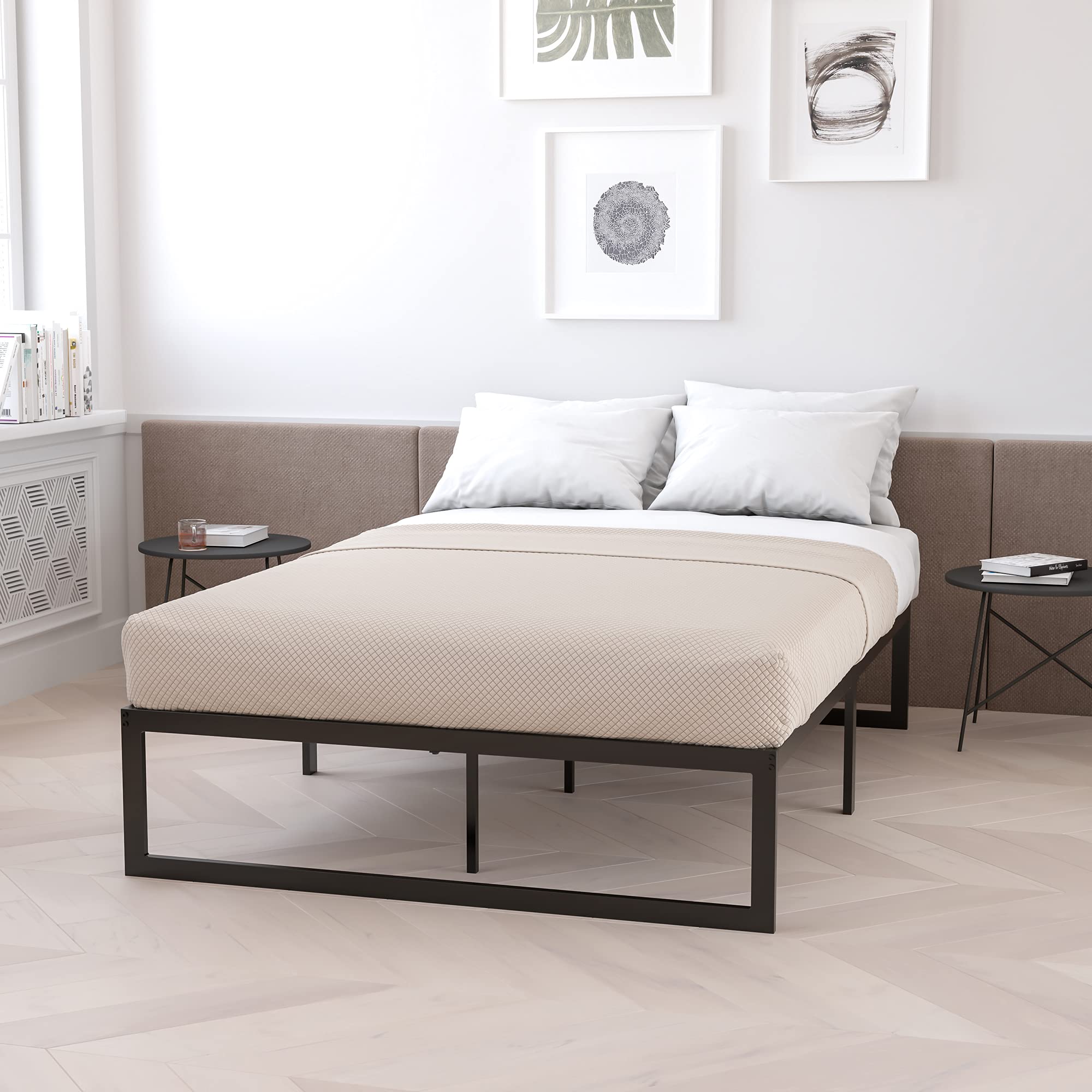 Flash Furniture Louis 14 Inch Metal Platform Bed Frame with 12 Inch Memory Foam Pocket Spring Mattress in a Box (No Box Spring Required) - Full
