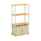 Furinno NW889BE/WH Go Green 4-Tier Multipurpose Storage Rack w/Bins, Beech/White