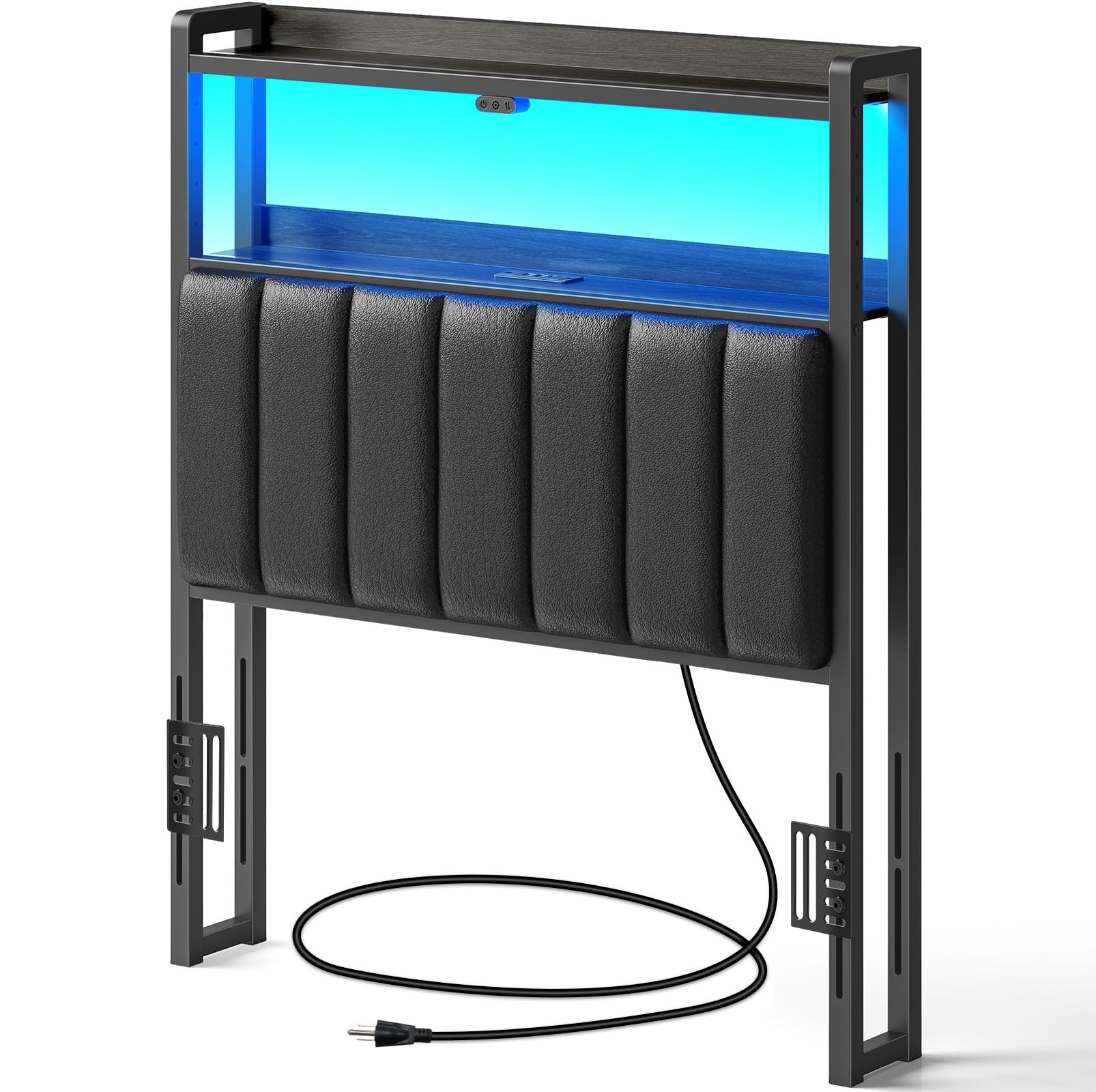 Rolanstar Headboard for Queen Size Bed with Storage, 60,000 DIY Color of LED Light, Head Board with USB, Type C Port, Height Adj