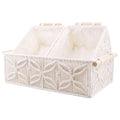 YAHUAN Macrame Storage Baskets with Wood Handles Handmade Woven Boho Decor Box for Organizing on Shelf Cabinet Countertop  Set 