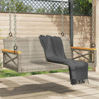 vidaXL Gray Poly Rattan Hanging Swing Bench - Outdoor Hammock Chair for Garden/Patio - Durable & Weather-Resistant with Powder-Coated Steel/Acacia Wood Frame, Fixing Rings, UV-Resistant