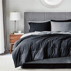 Bedsure Black California King 7 Pieces Reversible Bed Set Bed In A Bag With Comforters, Sheets, Pillowcases & Shams, Bedding Set