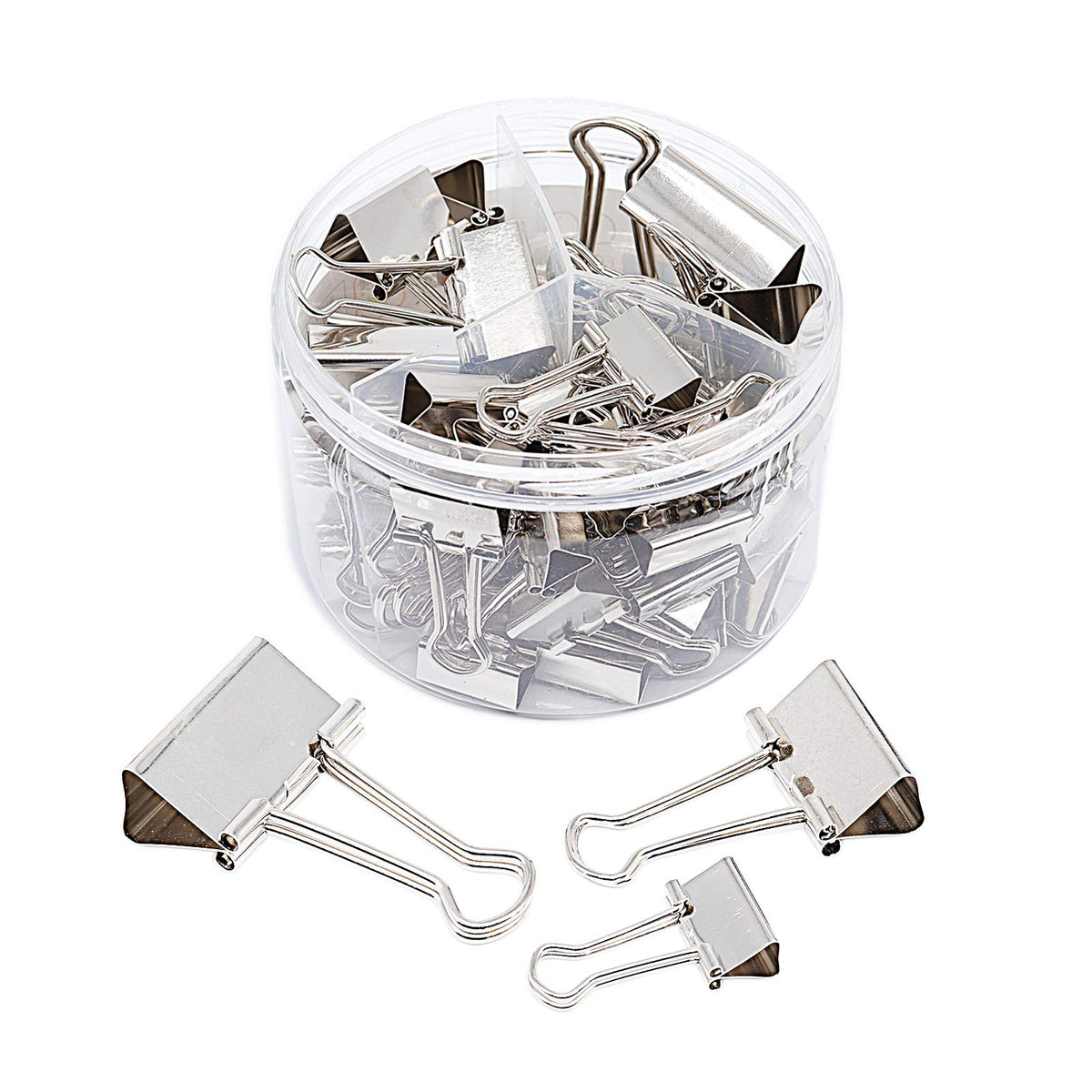Silver Binder Clips Paper Clamps, Assorted Sizes Set (Small, Medium, Large) For Office School And Home Supplies (New Version)
