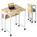 Greenforest Folding Desk Small Rolling Desk With Storage Shelf,24.8 Inch Foldable Computer Desk With Wheels For Small Space,Easy Assembly,Oak