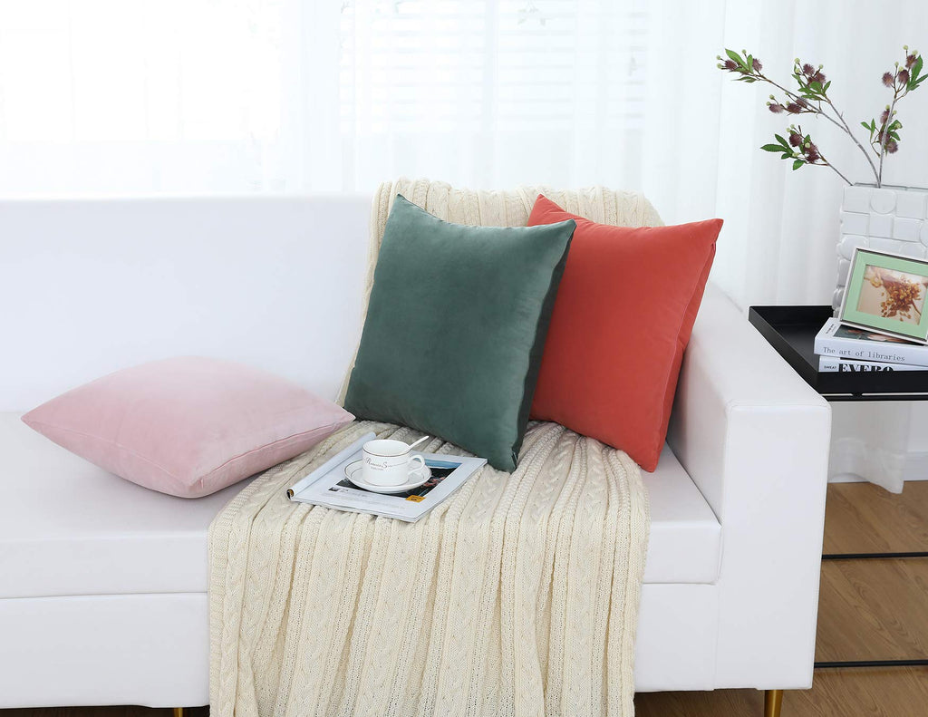 Jeneoo Comfy Soft Thick Fall Velvet Throw Pillow Covers For Sofa Couch, Decorative Solid Square Cushion Cases For Bedroom Car (O