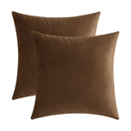Jeneoo Set Of 2 Decorative Throw Pillow Covers Soft Velvet Comfy Solid Couch Cushion Cover Decor (Bear Brown, 18 X 18 Inches)