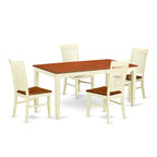 East West Furniture NIWE5-BMK-W 5 Piece Dining Room Table Set Includes a Rectangle Kitchen Table with Butterfly Leaf and 4 Dining Chairs, 36x66 Inch, Buttermilk & Cherry