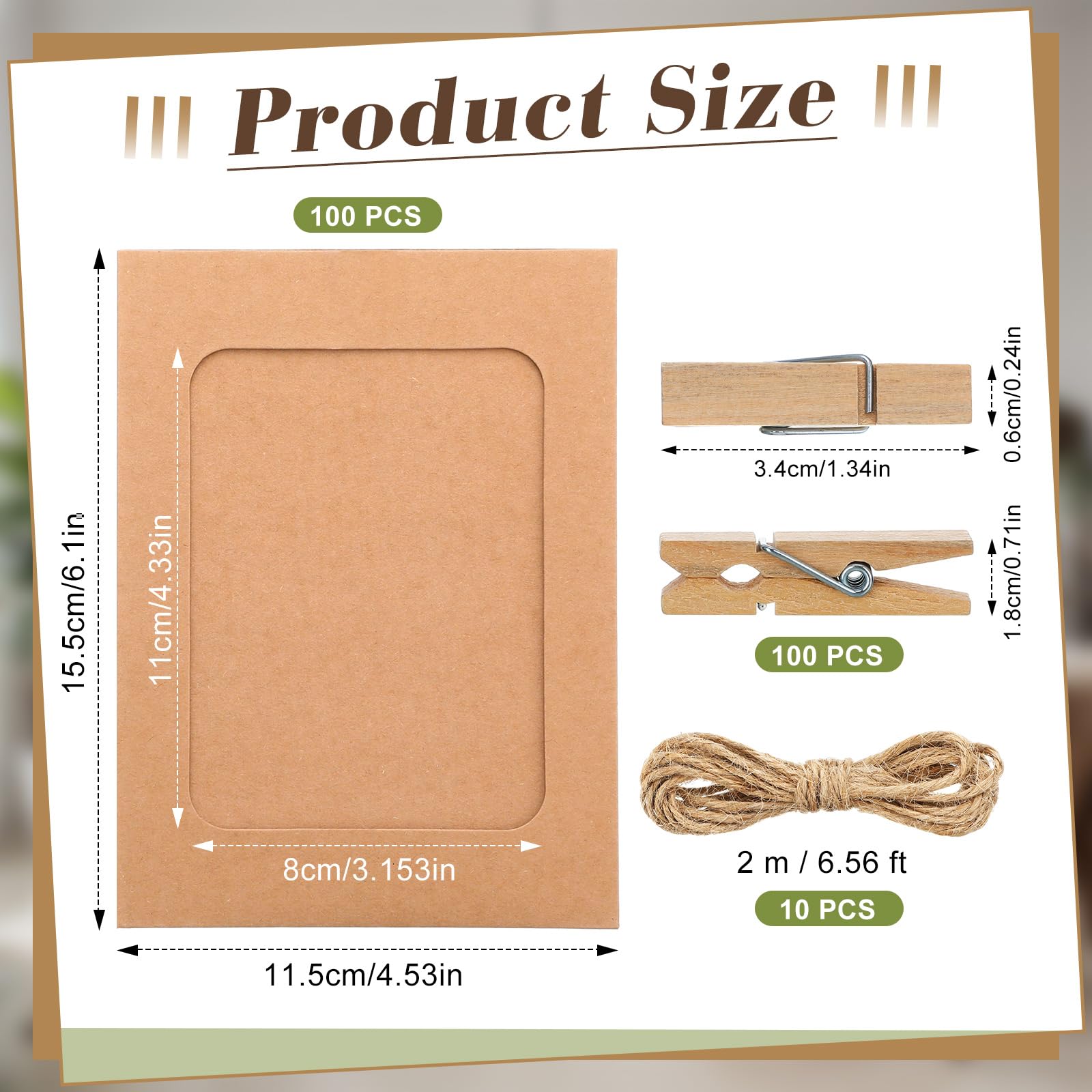 Janlaugh 100 Pcs Paper Picture Frames For 4 X 6 Inch Paper Photo Frames With 100 Clips And 10 Strings Kit Diy Cardboard Photo Ha