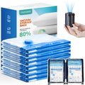Vacuum Storage Bag Set with Cordless Electric Air Pump, 8 Pack(17.7 * 13.8 in) Double Zip Seal Space Saver Bag, Vacuum Sealer Ba