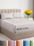 Extra Deep Pocket Cal King Sheets - 4 Piece Breathable & Cooling Bed Sheets - Hotel Luxury Sheet Set - Soft, Wrinkle Free & Comfy - Easily Fits Extra Deep Mattresses - Deep Pocket Light Grey Sheets