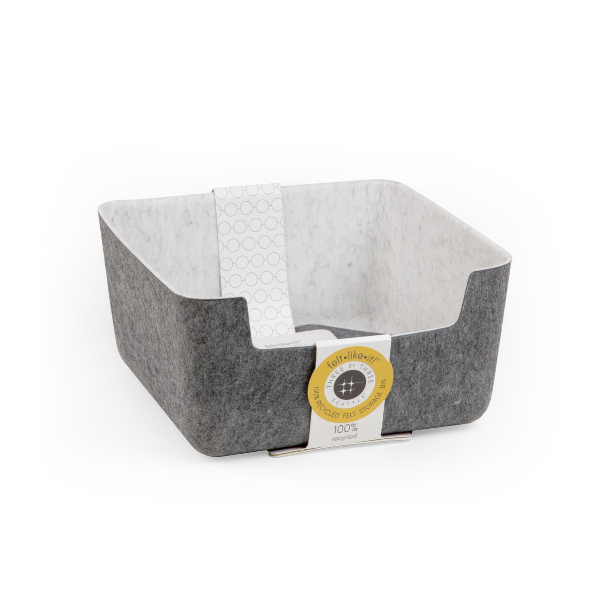 Three by Three Seattle Medium Recycled Felt Cubby Bin w/Dividers, Set of 2