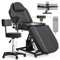 DeerDean Electric Tattoo Chair Bed for Client with Stool & Adjustable Armrests & Height Facial Chairs for Esthetician Beds for B
