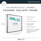 Mcs Master & Co. Foundry Metal Gallery Wall Frame, Dark Silver, 11 X 14 In Matted To 8.5 X 11 In